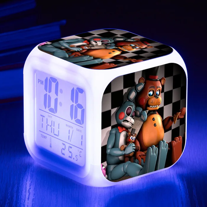 29 Five Nights At Freddy's 7 цветов светодиодный Будильник FNAF Bonnie Foxy Freddy Fazbear часы с дизайном «Медведь» ночные световые часы игрушки - Цвет: 29
