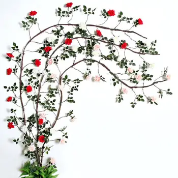 

Artificial Rose Vine Rattan Hanging Rose Flower Garland for Romantic Wedding Party Home Decoration Fake Flower