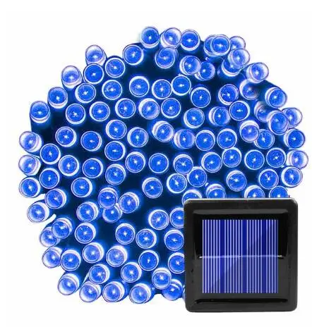 blue 50/200/500 Led Солнечная Фея светильник уличный Водонепроницаемый уличная гирлянда домики рождественские украшения для сада строка светильник полоса цепь - Испускаемый цвет: blue