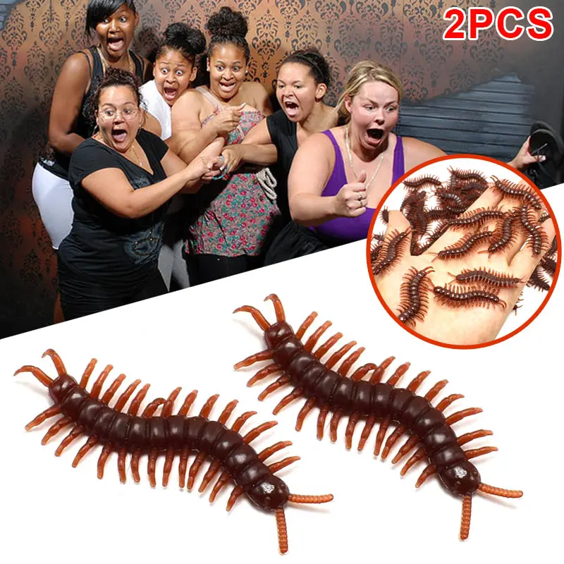 

2pcs Simulated Bug Artificial Centipedes Funny Practical Jokes For Halloween Haunted House AN88