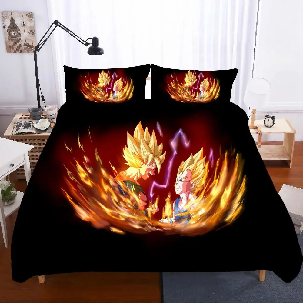 3D King size постельное белье Dragon Ball японское постельное белье с аниме набор хлопковое постельное белье Комплект высокого класса роскошные одеяла и комплекты белья домашний текстиль