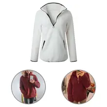 

Chic Women Sweatshirt Loose Fit Skin-friendly Zipper Neck Women Sweatshirt Fluffy Sweatshirt Pullover Sweatshirt