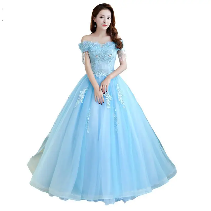 Quinceanera Dresses The Elegant Boat Neck Off The Shoulder Lace Beading Party Prom Luxury Quinceanera Dress