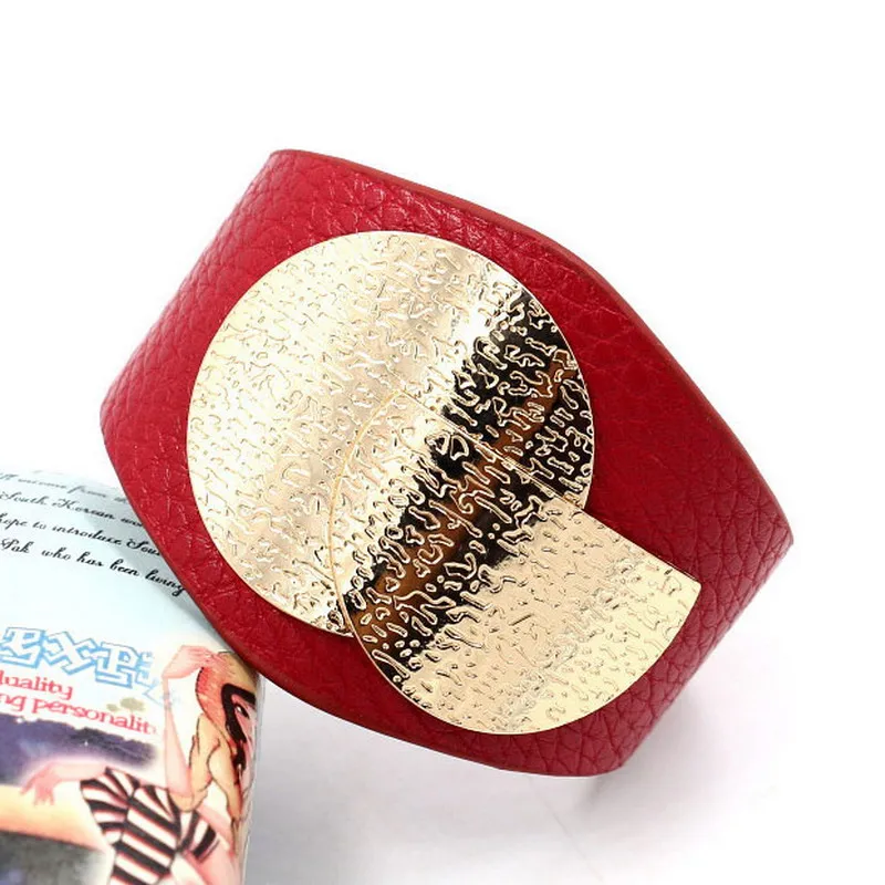Rainbery Fashion Punk Wide Charm PU Leather Bracelets for Women Men Cuff Bracelet Statement Jewelry JB0584
