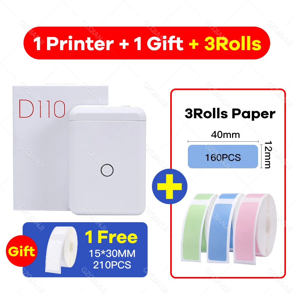 mini thermal printer Niimbot D110 Label Printer Mini Sticker Paper Roll Transparents Wireless Bluetooth Phone Printer Label Price Tag Printing Label small portable printers for travel Printers