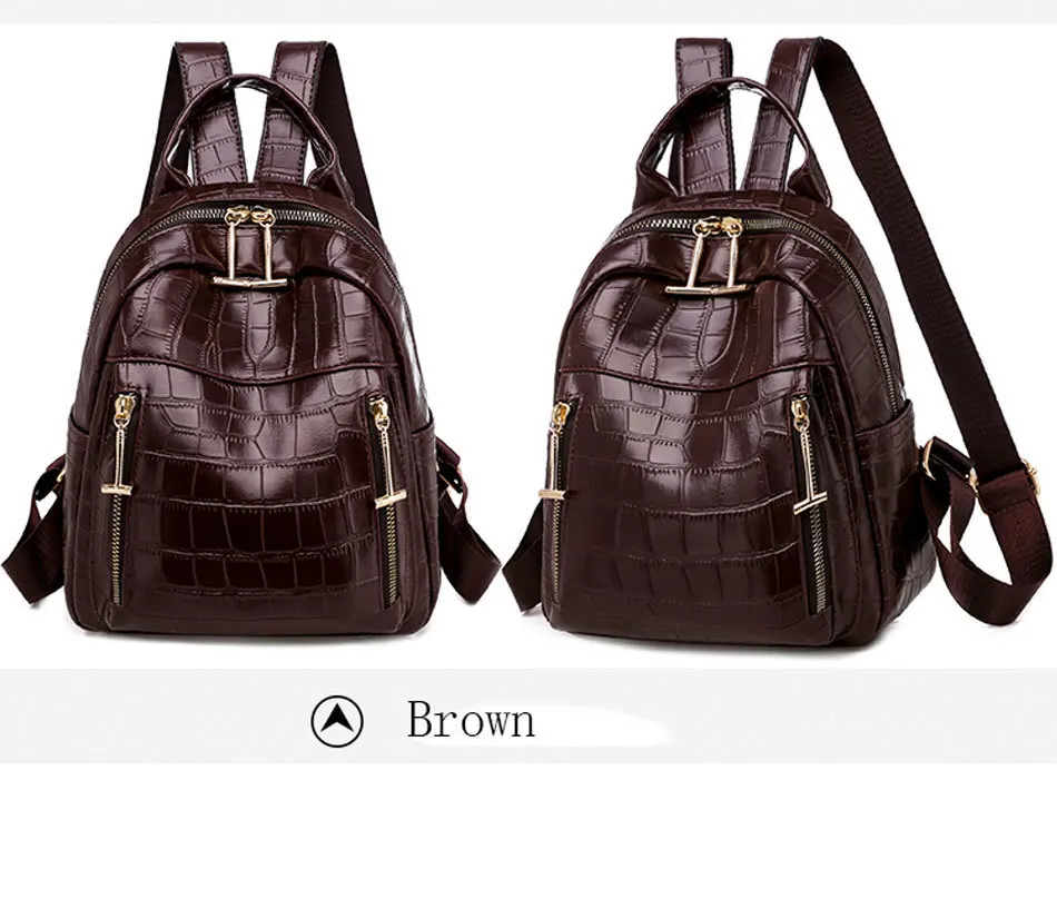 Модный женский маленький рюкзак, винтажный рюкзак из крокодиловой кожи, школьная сумка для девочек-подростков, кожаная сумка через плечо, женская сумка, Mochila