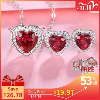 

Created Ruby 925 Sterling Silver Solitaire Pendant Jewelry Heart Shape Design Lovely Style Girlfriend Birthday Gift For Women