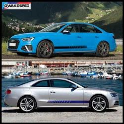 1 Set Sport Stripes Car Door Side Skirt Sticker For Audi-A3 A4 A5 A6 TT RS Q3 Q5 Q7 RS S8 Coupe Sedan Hatchback Auto Accessories (3)_副本