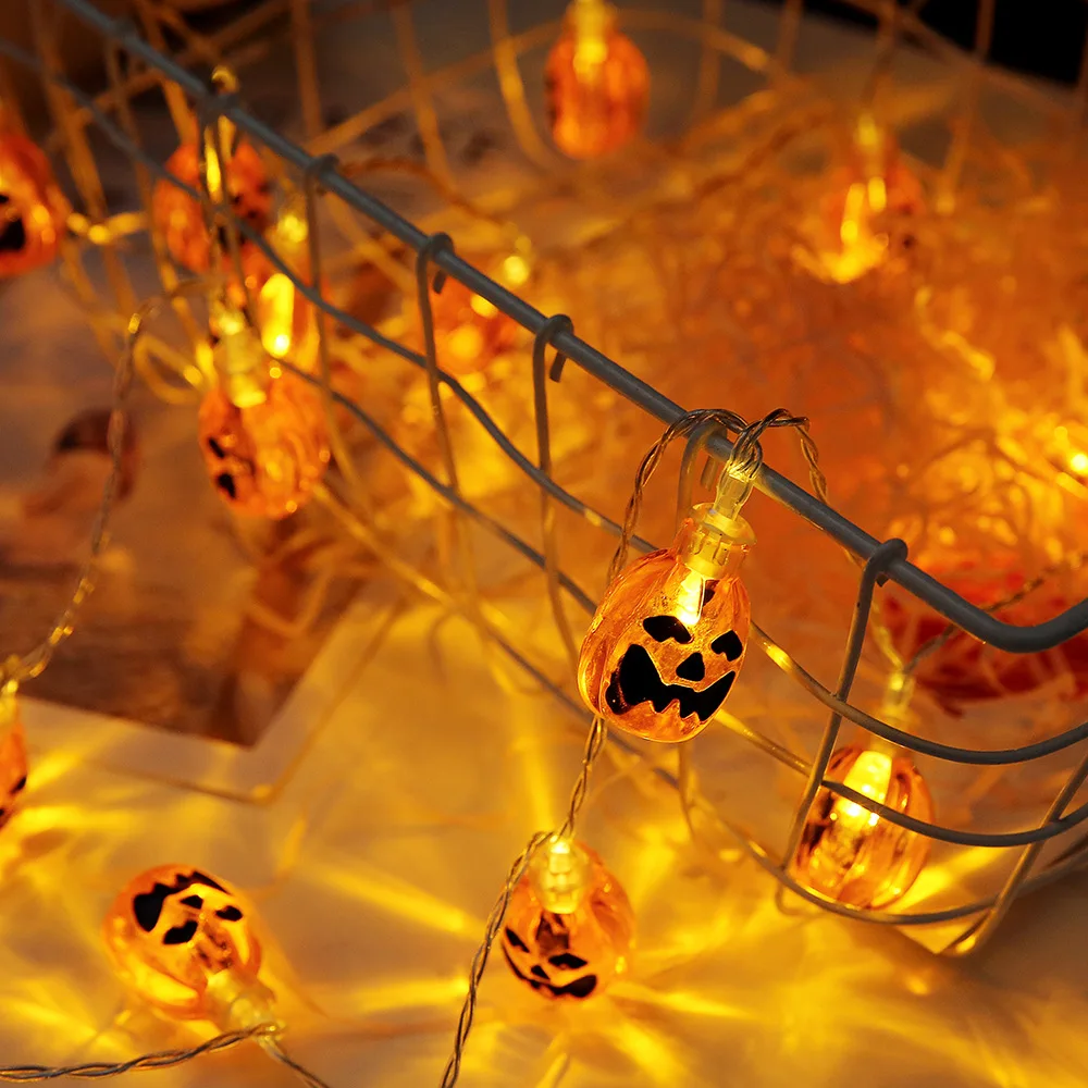 

2 M 20 LED Pumpkin String Lights Halloween Party Decorations Battery Powered Plastic Lighting Strings Holiday Lighting