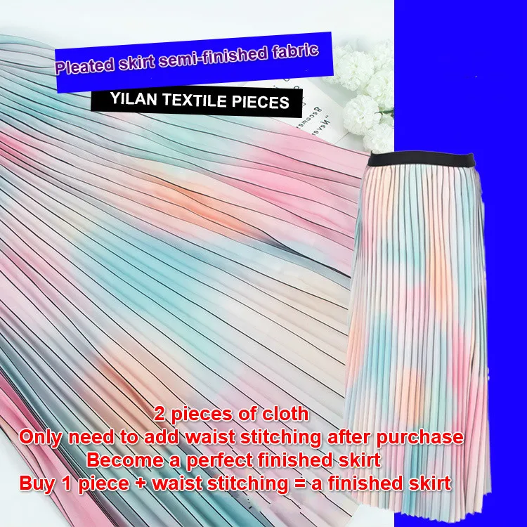 

New Gradient pleated fabric Semi finished product Ice cream color skirt fabric pleated skirt fabric DIYfabric