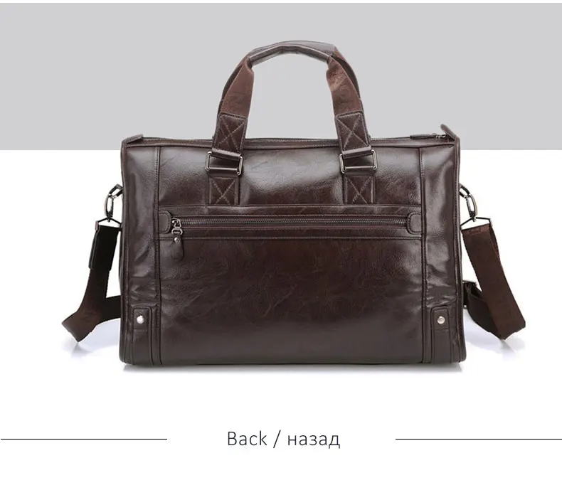 Weysfor Men PU Leather Black Briefcase Business Handbag Messenger Bags Male Vintage Shoulder Bag Men's Large Laptop Travel Bags
