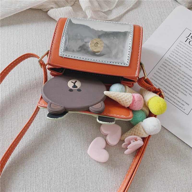 Модный детский кошелек для монет, искусственная кожа, контрастный цвет, лазерная мини сумка через плечо для девочек, милая маленькая сумка для почтальона