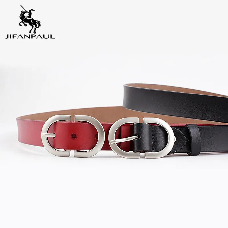 

JIFANPAUL Belts Fancy Vintage for Jeans Women Belt Designer Female Belt Genuine Leather Belts For Women Female Strap Pin Buckle