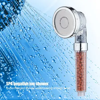 

3 Mode Shower Head High Pressure Increase Water Saving Filter Balls Beads Utility Head With Negative Ions Activated
