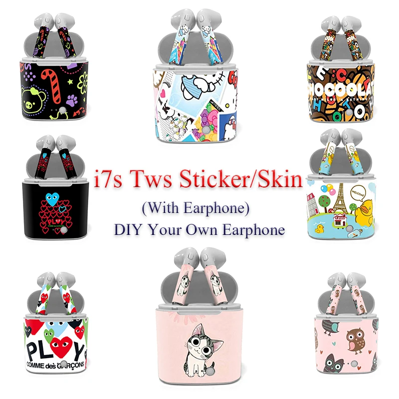 

Cartoon Print Skin Sticker For Headset Pair Cover Full Body For I7s TWS Earphone