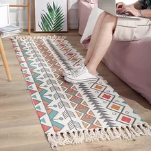 Коврик в этническом стиле для гостиной, современный домашний декоративный ковер, ретро гобелен, для спальни, хлопок, лен, дверной коврик с кисточками