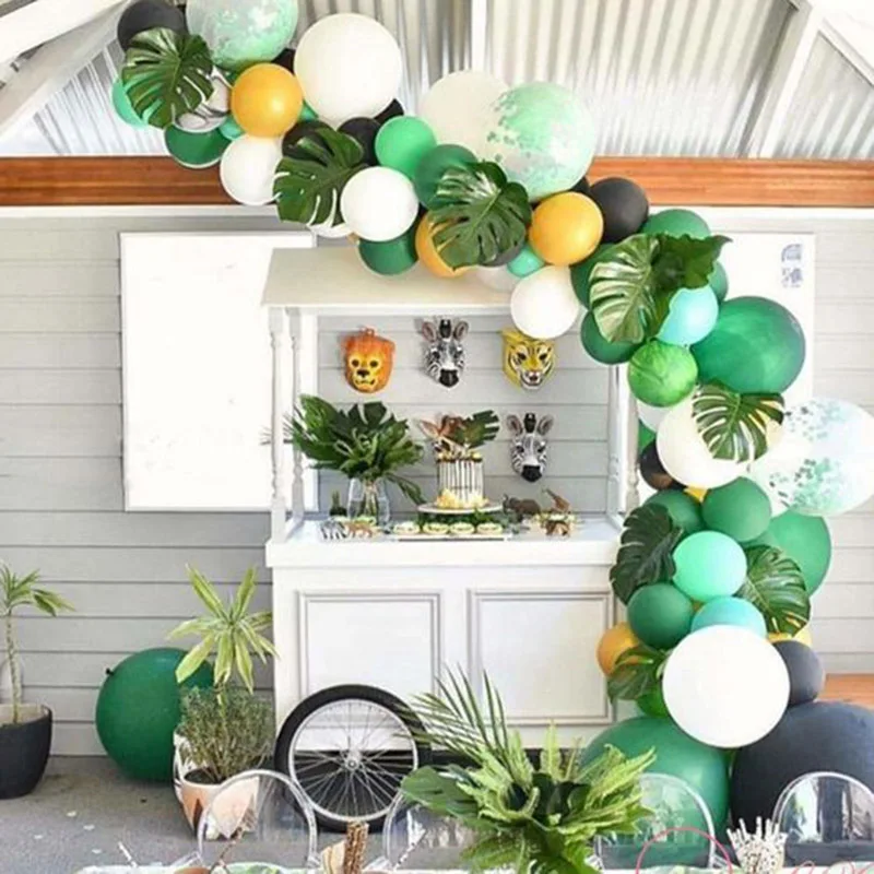 Воздушные шары из фольги с зелеными пальмовыми листьями, искусственные растения для вечеринки в стиле сафари, декор для свадьбы, дня рождения, Детские вечерние принадлежности