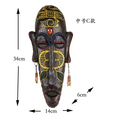 Индивидуальная африканская Маска Смола настенное крепление креативное домашнее ювелирное изделие точка обои зд резьба по стене искусство имитация дерева Carvi - Цвет: 9          M