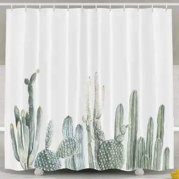 

Cactus Plant Bathroom Shower Curtain Bath Decorations Bathroom Decor Sets with Hooks Modern Designer Art Decor Home Decoration