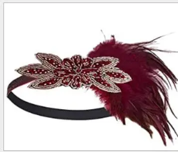 1920's Headband Costume Props Charleston costume accessories Nude Flapper Headpiece Great Gatsby feather beaded headband Chain cosplay Cosplay Costumes