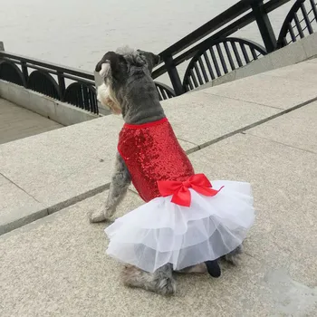 

Princess Dog Dresses High-luminance Color Dog Clothes Bow Tutu Princess Dress Puppy Lace Skirt Wedding Party Pet Apparel