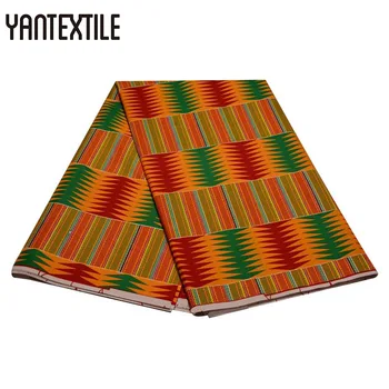 

YANTEXTILE 6 Yards Ghana Kente Fabric African Real Wax Prints Polyester Ghana Kente Cloth Ankara Veritable Real Wax For Wedding