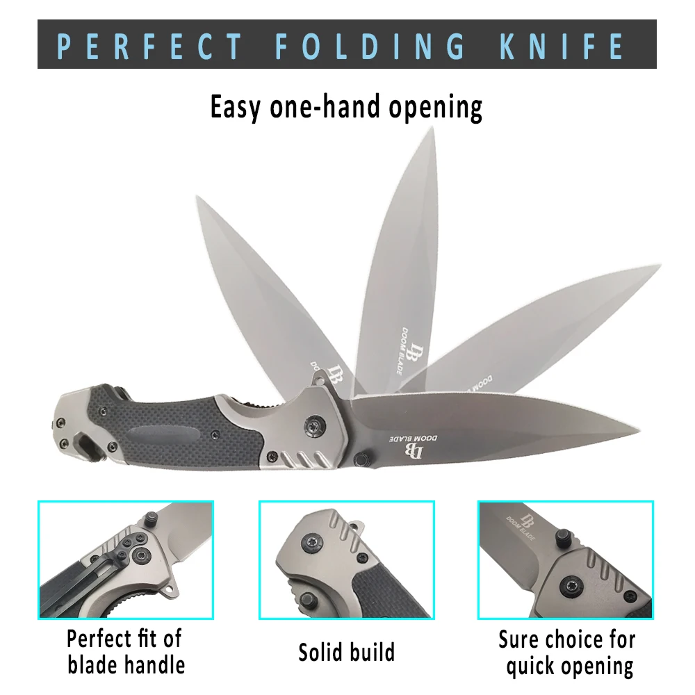 

9" G10 Multi-function Folding Tactical Survival Knives Hunting Camping 440c Blade Multi High Hardness Survival Knife