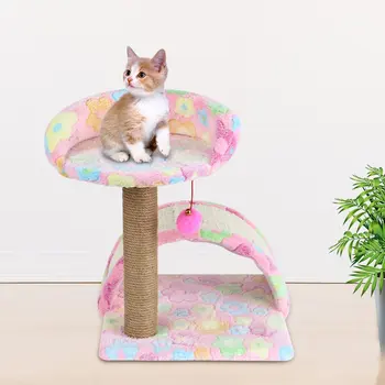 

M2-3 Pet Cat Tree Climbing Frame Toy with Ball Shape Bell Toy Cat Scratching Posts Cat Scratch Board Jumping Training Toy
