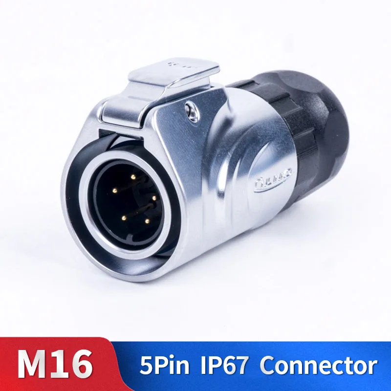 

M16 5 Pin Waterproof Connector Kit Metal Shell Male and Female Industrial Outdoor Lighting Cable Plug and Socket for LED