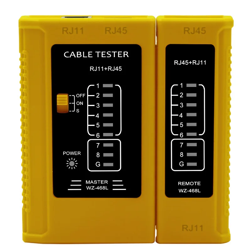 Профессиональный сетевой кабель тестовый er RJ45 RJ11 RJ12 CAT5 UTP LAN кабель тестовый er детектор дистанционного тестирования Инструменты сетевое оборудование - Цвет: Yellow