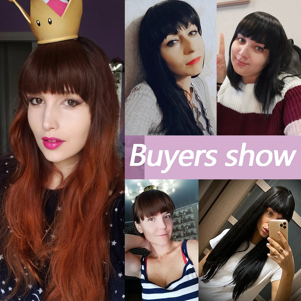 LUPU Synthetic Hair, Women's Bangs, Short Hair Clips, Natural Black, Solid Color