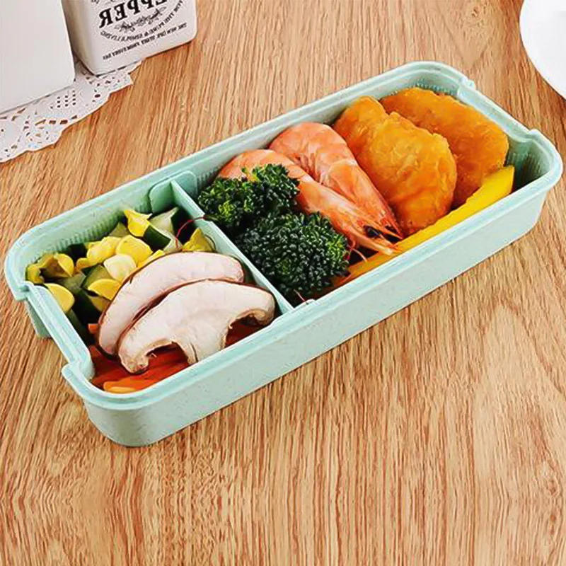 2 слоя японский контейнер для хранения пищи Пшеничная солома Bento Ланч-бокс для школьников герметичная микроволновая посуда Ланч-бокс