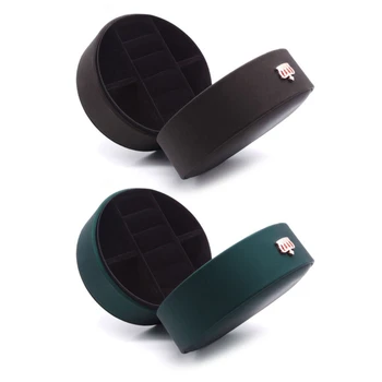

Round Crown Jewelry Box Travel PU Leather Jewellery Packaging Display Organizer Earring Ring Storage Case