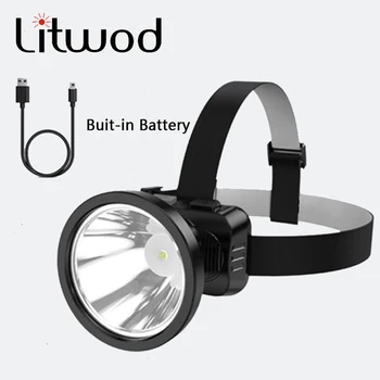 

High Quality Dropshipping Led Headlamp Flashlight Built-in Rechargeable 2400mah Headlight Battery Car Wall Charger Camping Light