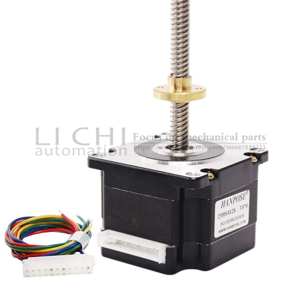 Parafuso com Porca de Cobre 8mm para Laser Nema Comprimento Mstepper Motor 100 Pces 23hs4128-t8 Chumbo 2 - 4 Cnc 23 310m 18 Nema 23 comprimento 310m mstepper motor 100