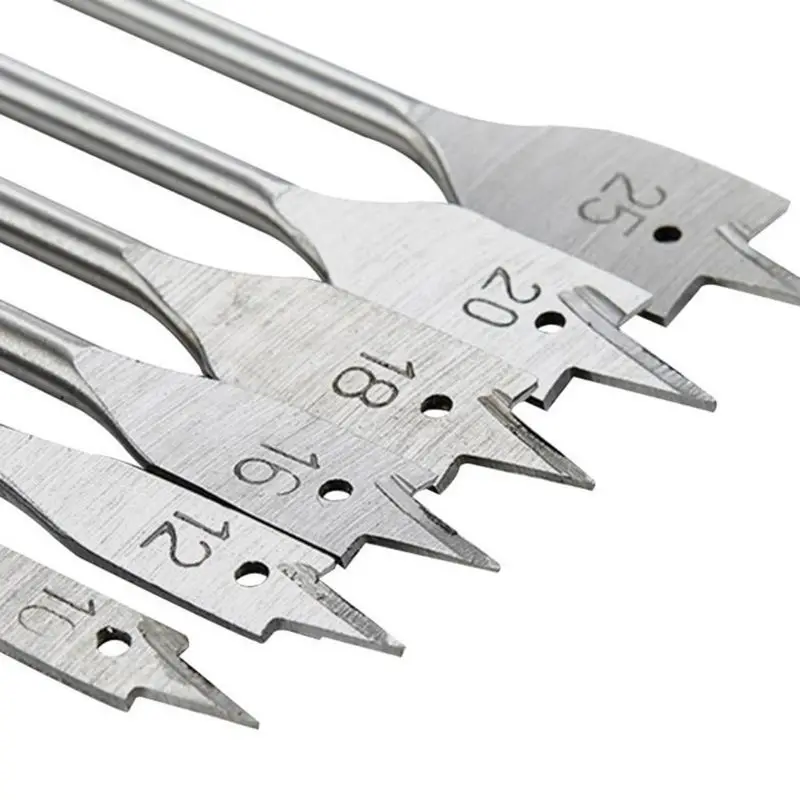 6 шт./компл. плоская дрель длинные высокоуглеродистой стали плоские свёрла для дерева набор деревообрабатывающие лопастные буровые долота прочные деревообрабатывающие Наборы инструментов 10-25 м