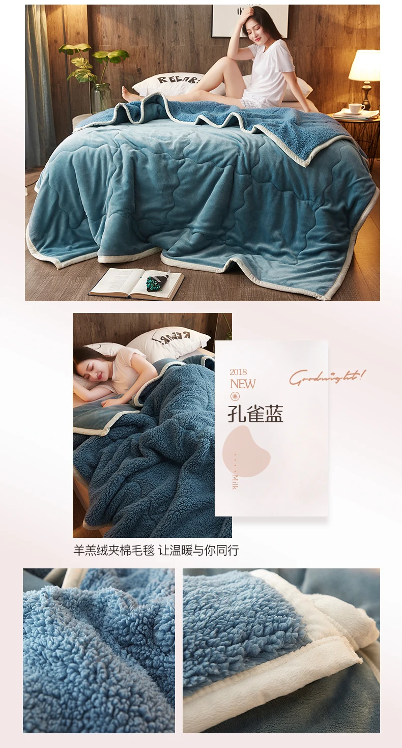 Double sided Fleece blankets and throws Adult Thick Warm winter Blankets queen Flannel purple Blankets On Bed Christmas gifts