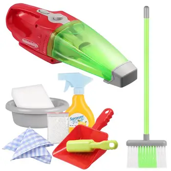 

iBaseToy 9PCS Non-slip Plastic Safe Kids Cleaning Toys Pretend Play Toy Kit for Kindergarten
