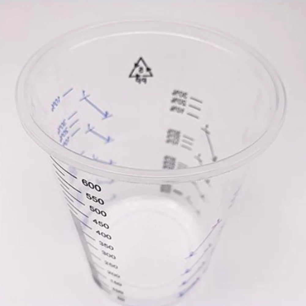 50pcs 600ml Transparent Measuring Cup Disposable Transparent Stirring Cup With Scale Experimental Supplies Thickened PP Material