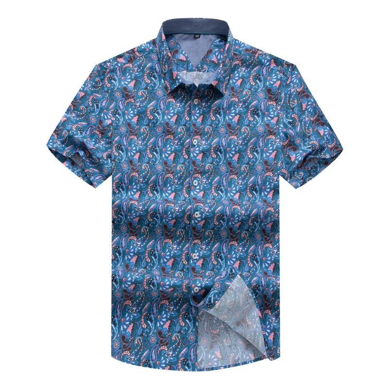 8XL 7XL 6XL Plus Size Men's Shirts 100% Cotton Comfortable Loose Casual Oversize Hawaiian Floral Short Sleeve Summer Beach Shirt 5