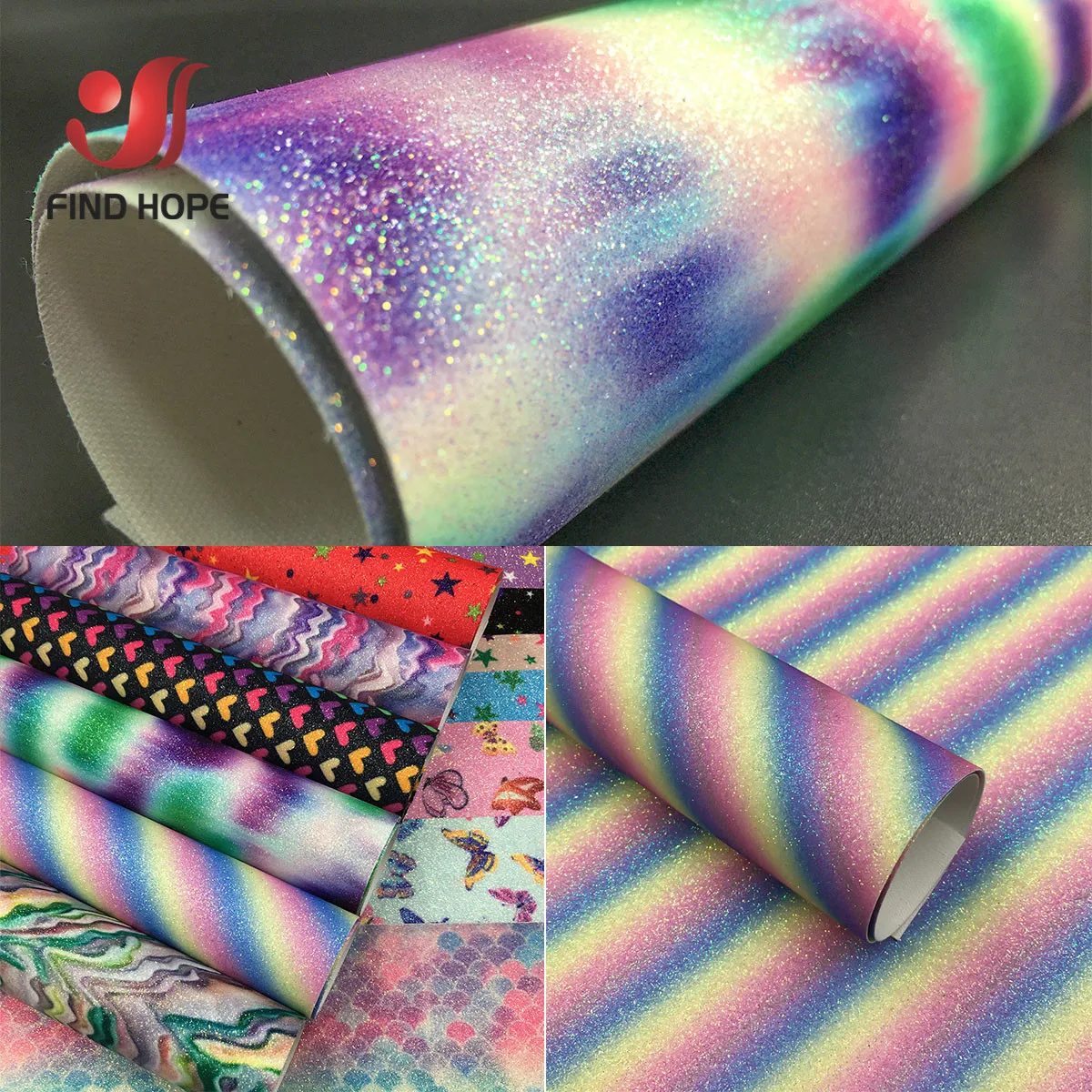 A4 20*30CM Sparkly Fine Glitter Fabric Rainbow iridescent Vinyl PU Faux Leather Sewing Fabric Sheets DIY Handmade Earring Bows