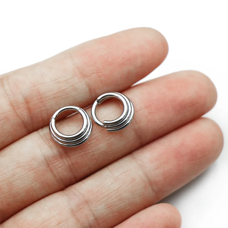 Nose Rings 316L Surgical Stainless Steel 3 Layer Septum Hoops for Women Clicker Tragus Helix Earrings 1pc