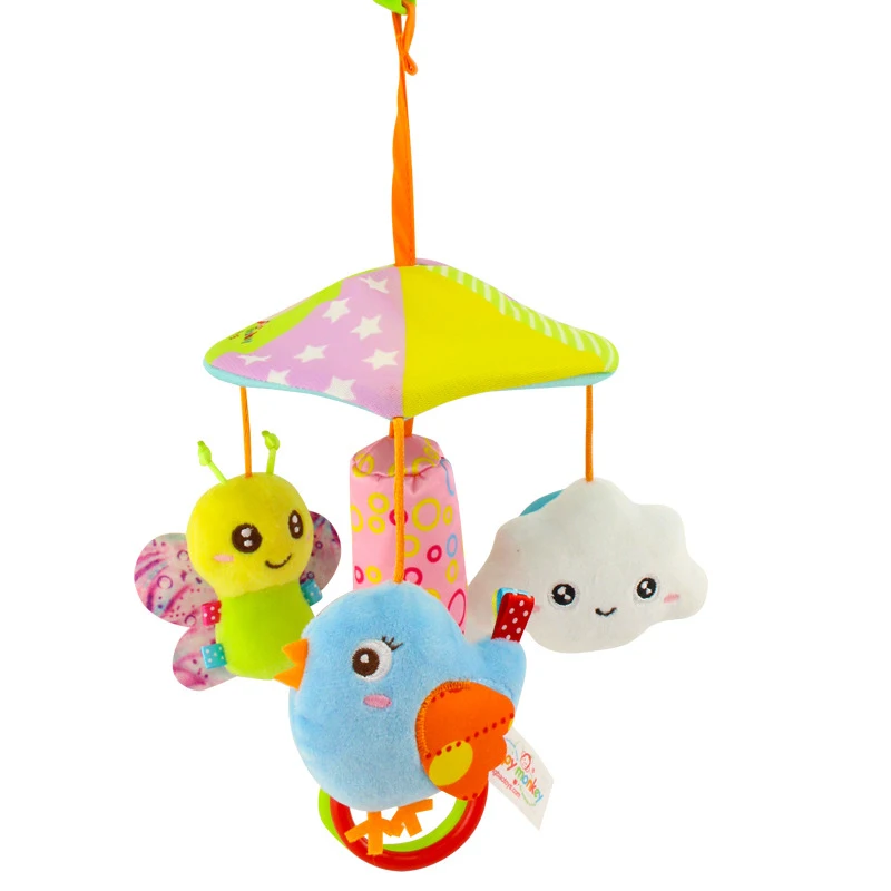 Детское игрушечное животное, коляска, аксессуары для колыбельки, музыкальная вращающаяся кровать, висячая, колокольчик, Мягкая погремушка, милая прикроватная игрушка-колокольчик - Цвет: Bird Butterfly