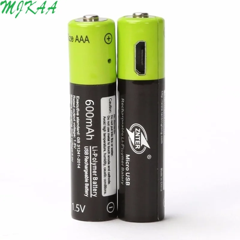 ZNTER 2/4 шт. 1,5 в AAA Перезаряжаемые Батарея 600 мА/ч, USB, Перезаряжаемые литий-полимерный Батарея быстрой зарядки