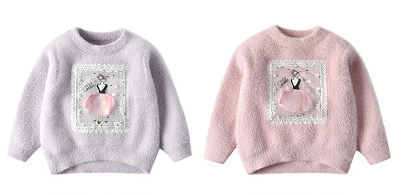 Girls Winter Sweater Water Mink Velvet Kids Wool Knit Clothes New Baby Boys Cartoon Pullover Sweaters for Children Clothing