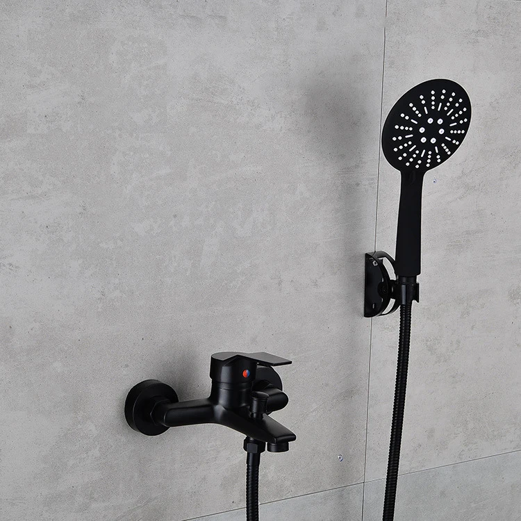 Черный настенный водопадный кран для ванной латунь хромированная отделка Ванна Душ смесительная ванна кран с ручной душевой головкой набор