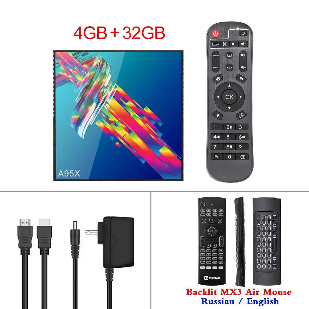 RK3318 4K Smart TV Box A95X R3 Android 9.0 TV Box 4GB RAM 64GB ROM Wifi Netflix Youtube 2G16G Media Player PK H96 MAX - Цвет: 4G32G MX3