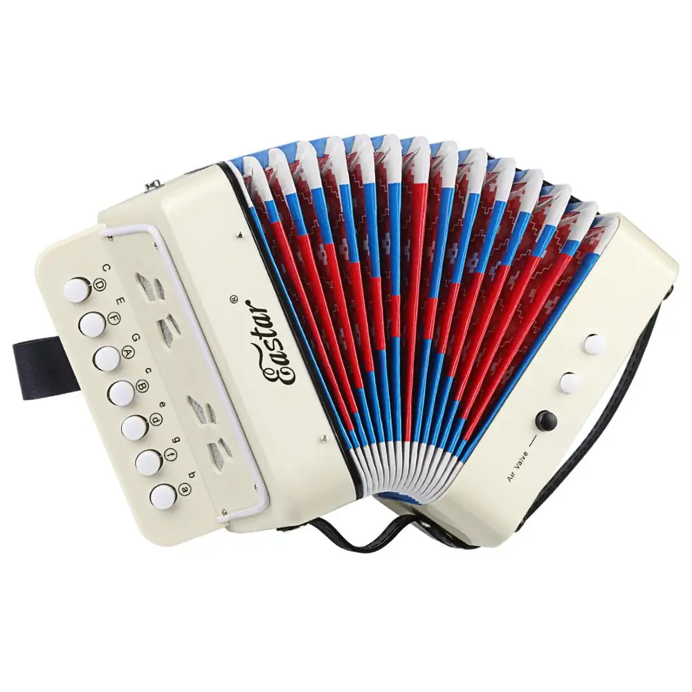 Eastar мини-аккордеон 10 кнопок для детей, обучающая игрушка для раннего возраста, обучающий музыкальный инструмент с гармонией басов, вентиляционный ключ