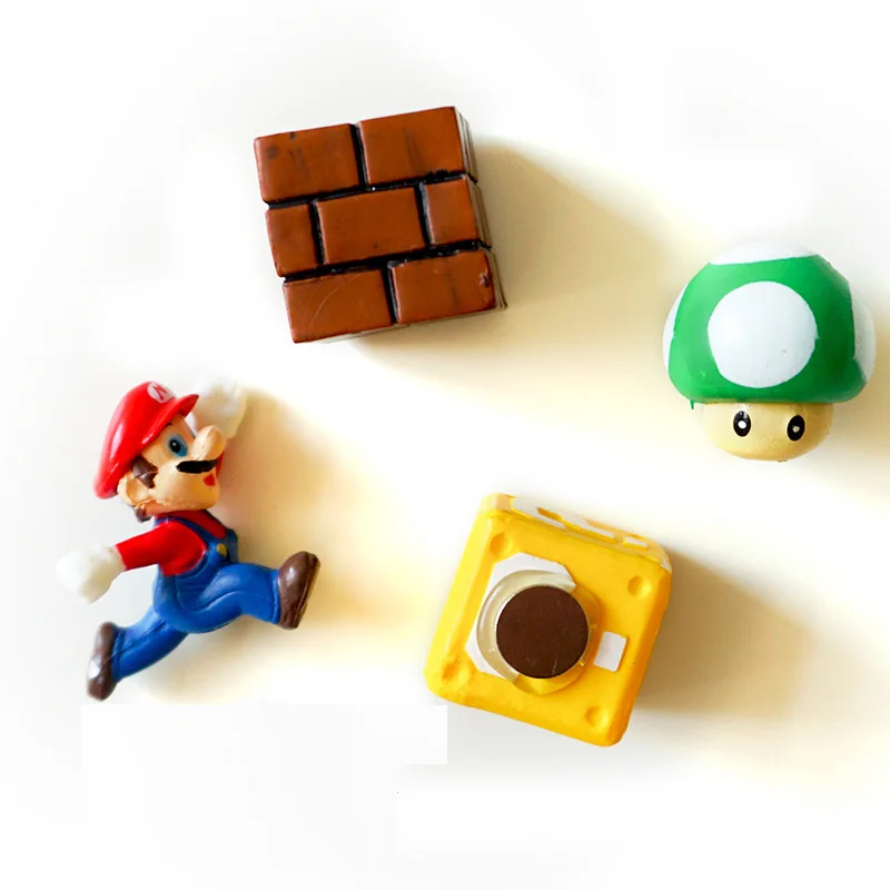 4Pcs 4/8/10 шт. 3D Funy стереоскопический Super Mario Bros магниты на холодильник стикер сообщений взрослого человека девочка детские игрушки для мальчиков подарок на день рождения - Цвет: 4Pcs