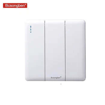 

Bcsongben Button Switch Surface Mount Wall Switch 3 Gang 1/2 Way Socket White PC Frame Panel Light Switch On / Off Wall Switch